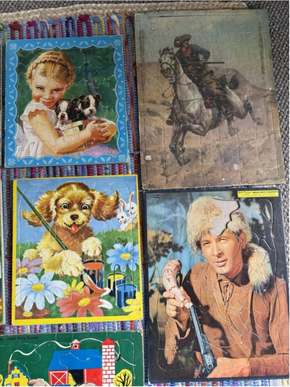 Vintage Cardboard Jigsaw Puzzles Lot (10) 1940-1950 Various Condition.